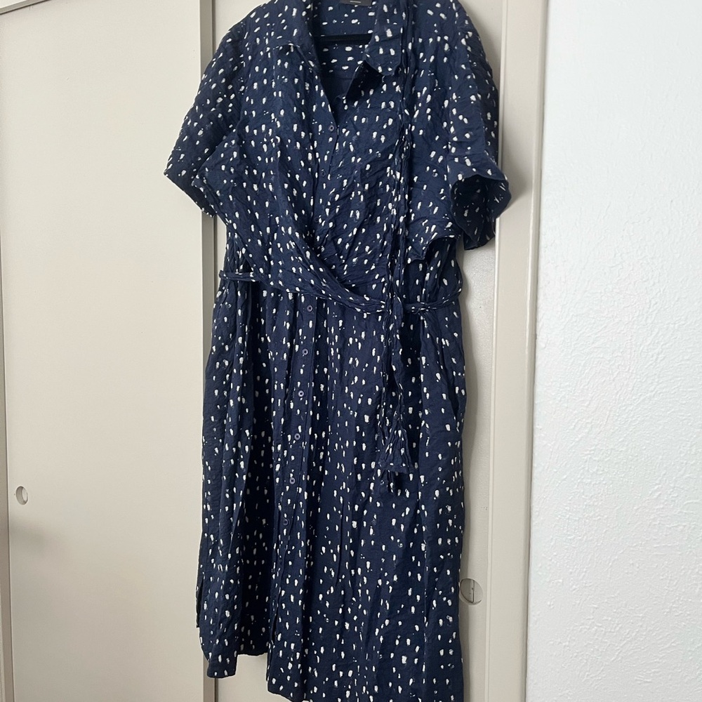 Lane Bryant Navy and White Midi Dress